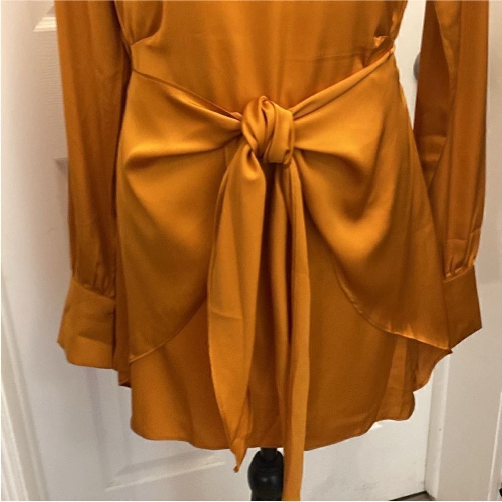 Hello Molly Vibrant Orange Long Sleeve Dress, US4 - Picture 7 of 12